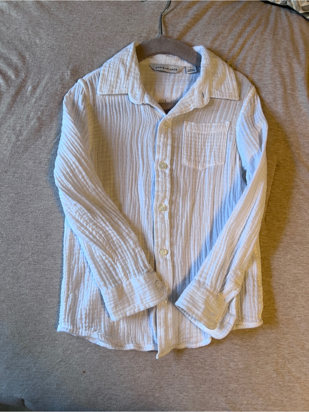 Janie and Jack White Gauze Toddler Button-Down Shirt (4T)